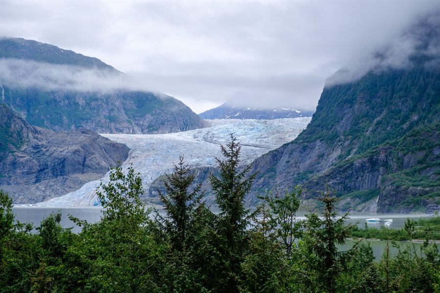 Glacier between mountains