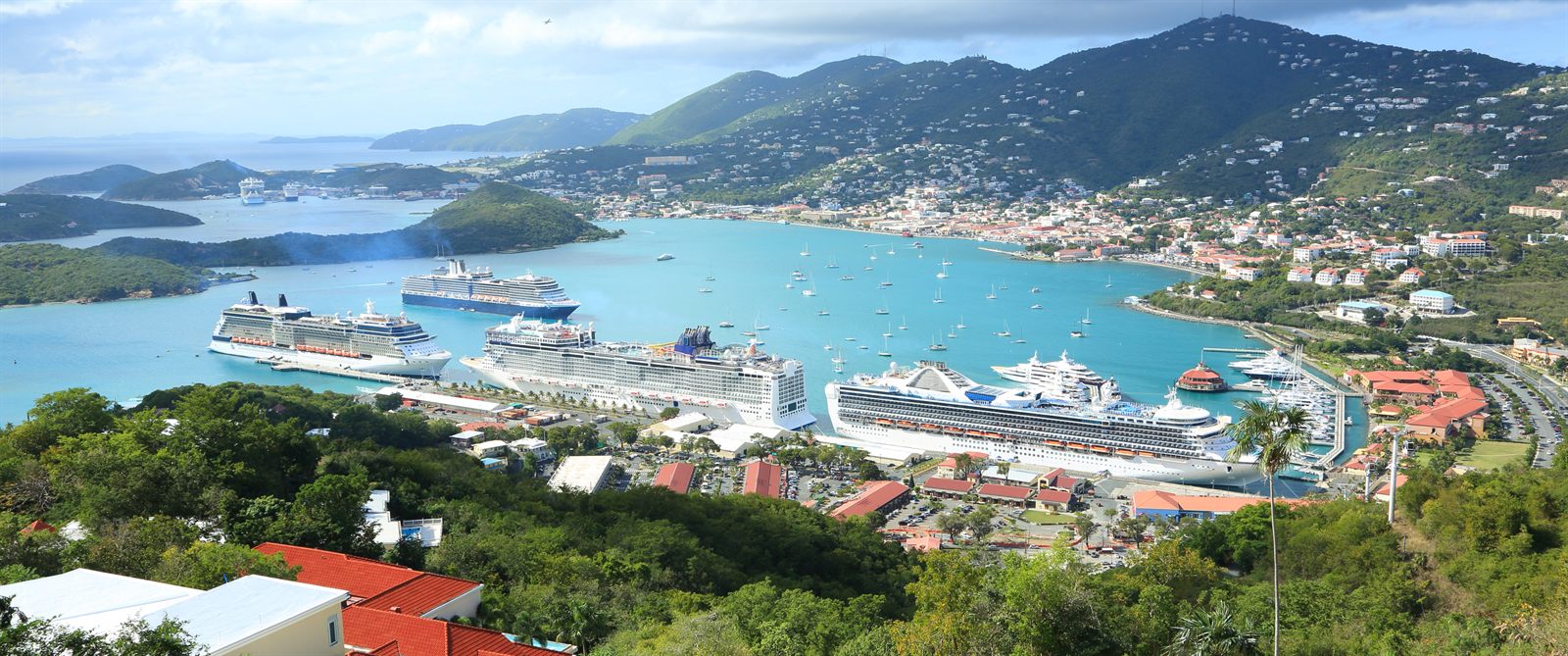 Cruise ships in a Caribbean harbor